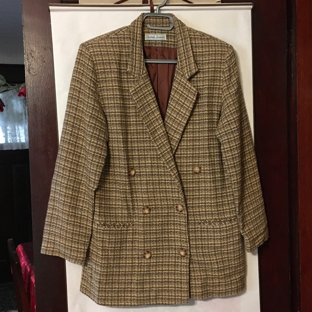 Vintage STEPHANIE ANDREWS Tartan Plaid Double Breasted Blazer, size 10